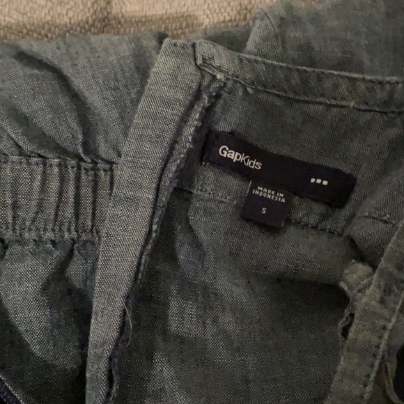 Gap Kids S 6 7 Chambray Romper blue shorts vacation tie stays put sturdy - Picture 9 of 9